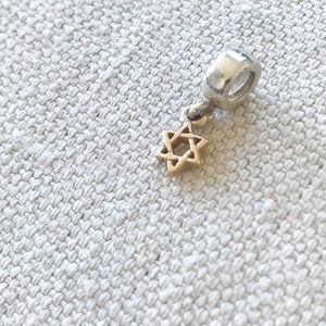 PANDORA, Jewish Star Charm, Silver & Gold